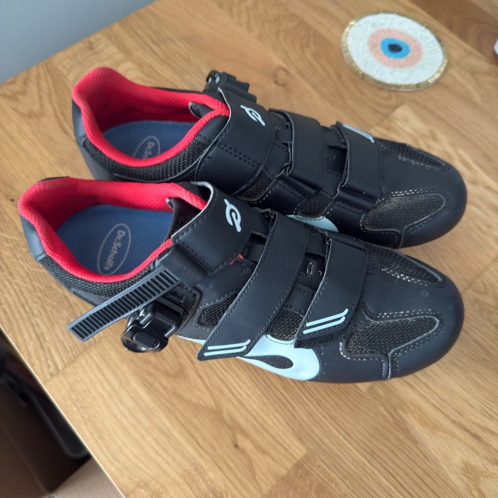 Peloton Black and Red Athletic Cycling Shoes with Velcro Straps